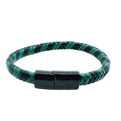 China Fashion TRENDY Wholesale Double-Layer Braided Leather Rope With Simple Style Magnet Buckle Wristband for sale