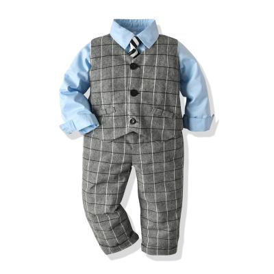 China Baby Boy Formal Clothes Gentleman Formal Wear Long Sleeve Shirt+ Tie+ Waistcoat+ Pants 4Pcs Set Kids Boys Birthday Dress Up Dress for sale