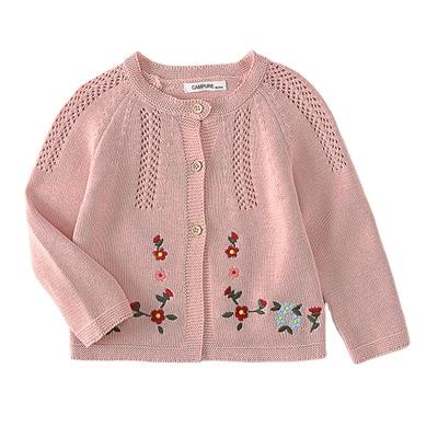 China Autumn Winter Kids Baby Girls Cardigan Long Sleeve Embroider Cardigan Coat Baby Hollow Out Jacket Kids Knitted Cardigan Coat for sale