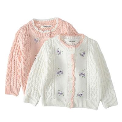 China Autumn Winter Cute Baby Girls Kids Cardigan Infant Soft Coat Long Sleeve Embroidery Knit Children's Cardigan Coat for sale