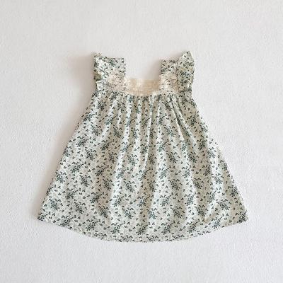 China OEM Breathable Summer Kids Babies Printing Backless Dress Infant Toddler Candy Clothes Kids Lace Sleeveless Dress For 2-6Y for sale