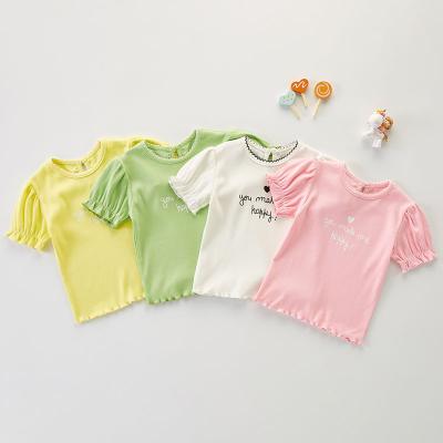 China 2022 Summer Infant Baby Breathable Short Sleeve Letter Printed T-shirt Kids T-shirt For Girls T-shirt Babies Kids Clothes for sale