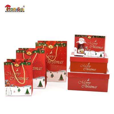 China 2021 Custom Christmas Handmade Creative Gift Boxes With Windows Christmas Gift Box With Paper Bag for sale