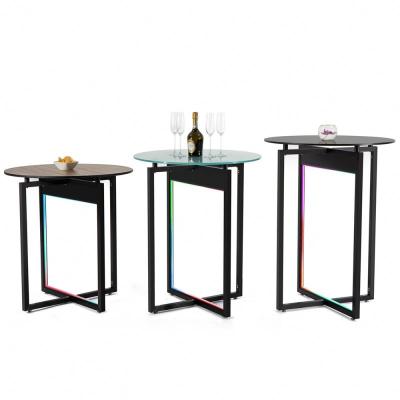 China Modern Outdoor Cafe Metal Furniture Desgin High Steel Party Bar Cocktail Table for sale