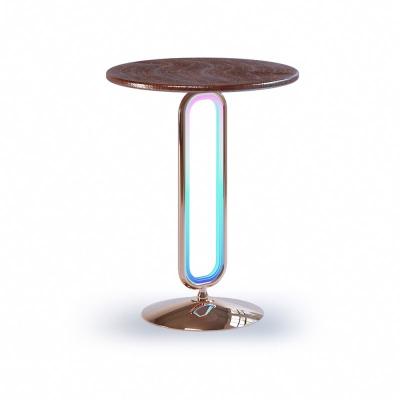 China Desgin Modern Stainless Steel Cocktail Table With Led Top And Led Rim for sale