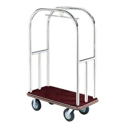 China Good Quality Modern Hotel Luggage Trolley Polished Brush Finish Titanium Luggage Trolley for sale