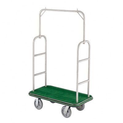 China Modern High Quality Titanium Gold Stainless Steel Hotel Luggage Trolley Town Crier Trolley For Sale for sale