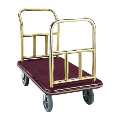 China Modern Hot Sale Stainless Steel Four Wheels Hotel Luggage Trolley Luxury Luggage Carts for sale