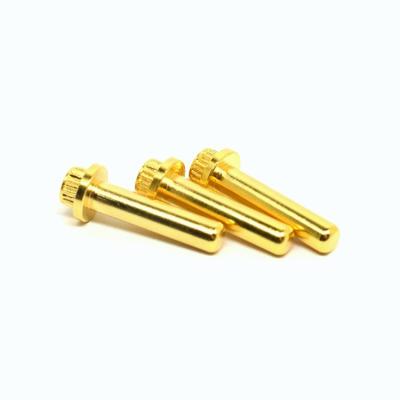 China OEM Aluminum CNC Lathe Machine Parts Micro Space Equipment Brass Pins CNC Lathe Machining With Gold Plating for sale