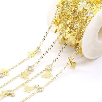 China Wholesale Brass Butterfly Shape Pearl Roll Brass Chain, Gold Plated Brass Necklace Chain For Jewelry Making for sale