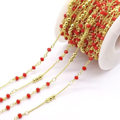 China Wholesale 18K Brass Gold Plated Brass Chain Beads , Gold Plated Brass Chain Roll For Jewelry Making for sale