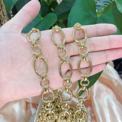 China Large Brass Chunky Chain 18K Gold Plated Chain Necklace Jewelry Roll Chain For DIY Jewelry for sale