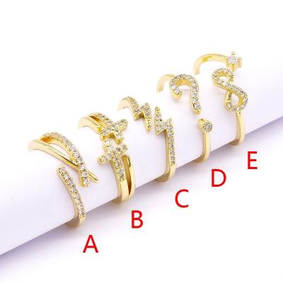 China Women Ring Factory Wholesale Jewelry White FASHIONABLE Adjustable Zircon Gold Plated Ring for sale