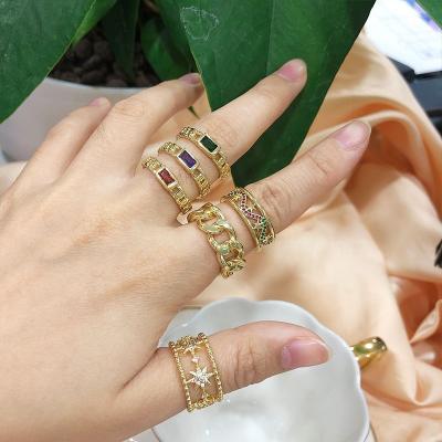 China FASHIONABLE Wholesale Jewelry Ring Women 18K Gold Zircon Stone Ring Light for sale