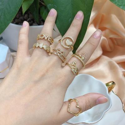 China Fashion Ring Jewelry Women 18K Gold Plated Ring Zircon Jewelry for sale