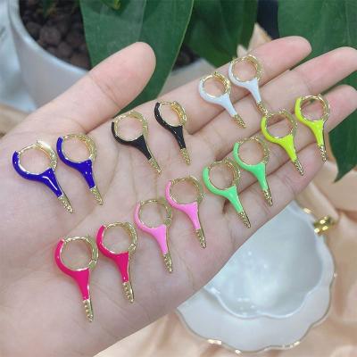 China Factory Wholesale Fashionable Jewelry Brass Earrings Different Colors Enamel Circle Earrings for sale