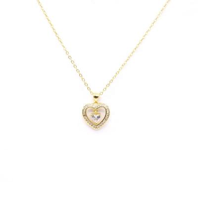 China FASHIONABLE Jewelry Supplier Trendy Brass Gold Plated Heart Pendent Necklace For Women for sale