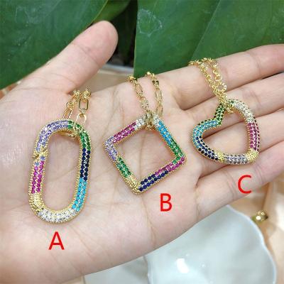 China Best Selling Creative Necklace TRENDY Coloful CZ Screw Clasp Real Jewelry 18K Gold Plating Necklace for sale