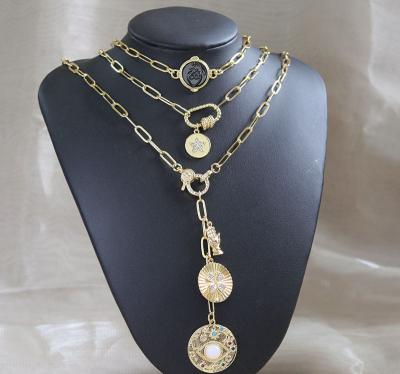 China Custom CLASSIC Free Link Necklace Match 18K Gold Plated Charm Necklace for sale