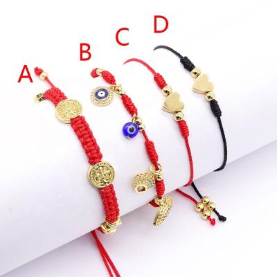 China TRENDY Handmade Jewelry Blue Evil Eyes Charms For Women Woven Bracelet for sale