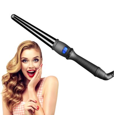 China Easy To Use Wholesale Infrared Display Single Tube LCD Display Hair Curler Curling Iron Luster Coating Electric Ceramic Hair Curler Magic Wand for sale