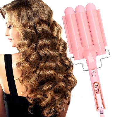 China Adjustable 3 Barrel Curling Iron Hair Heat Settings OEM Factory Hesitate 32MM 3 Barrel Curling Iron Wand for sale