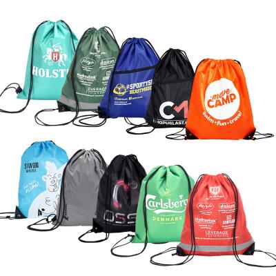 China 2022 New 420d Sports Reusable Custom Polyester Waterproof Drawstring Gym Bag for sale