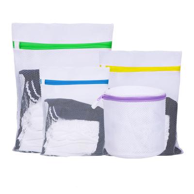 China Wholesale Eco-Friendly Durable Zipper Laundry Basket Bag Foldable Polyester Mesh Laundry Wash Bag for sale