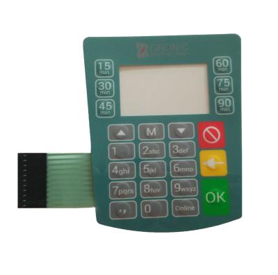 China Embossed Waterproof Membrane Switch Keypad LCD Transparent Window No LED for sale