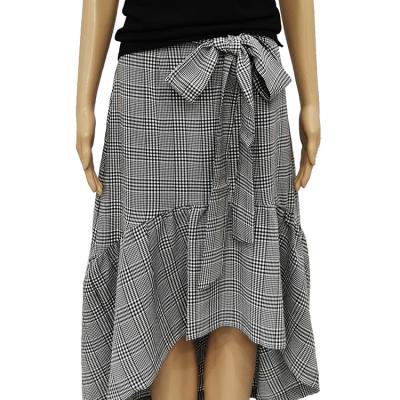 China Women Breathable Summer High Waist Cotton A Line Ruffles Casual Plaid Skirt For Sale for sale