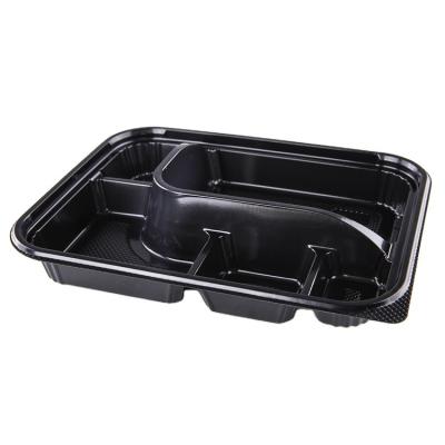 China High Quality Black Plastic Freshness Storage 5 Dividers Food Bento Boxes SM3-1101 for sale