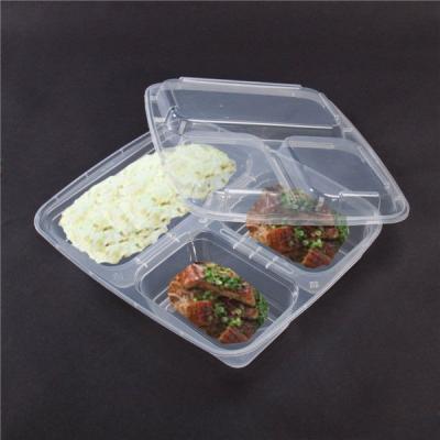 China 3 Compartment Disposable Plastic Injection PP Container Microwavable for sale