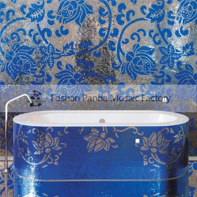 China Parquet mb PBT-CV-S02 Handmade Mosaic Small Bathtub Design Silver Leaf Mosaic Art Mosaic Bathtub for sale