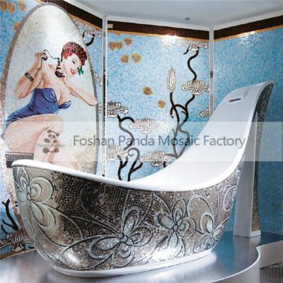 China Art Design Silver Bathtub Shoe Shaped Bathtub Butterfly Mosaic Flooring Mid-strip Pbt-sh-s01 Foshan Sanitaryware for sale