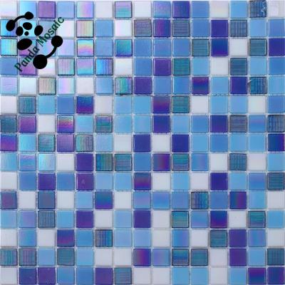 China Smh20 Parquet Decor Swimming Pool Matt Mosaic Blue Mosaic For Wall Streaked Glass Mosaic for sale