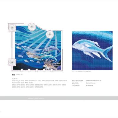 China Parquet Decorative Swimming Pool Mosaic Slab Mosaic Pattern Glass Animal Swimming Pool Slab For Sale for sale