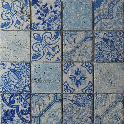 China Parquet Wall Artistic Mosaic Luxury Blue Marble Mosaic Slabs for sale