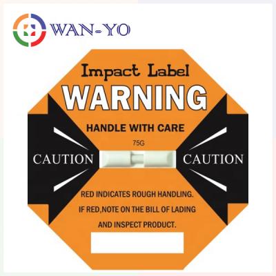 China 75G Barcode Impact Label Reduce Cargo Damage / Logistic Packing Labels for sale