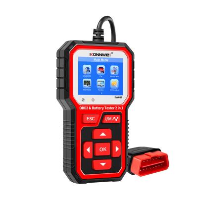 China ALL 12V-24V Cars KONNWEI KW681 Battery Tester ELM327 for 6V-12V obd 2 car motorcycle diagnostic tool 2 in1 CCA 2000 Auto OBD2 scanner for sale