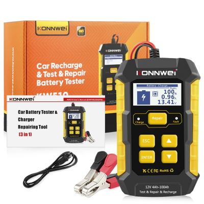 China ALL 12V Cars KONNWEI KW510 Full Automatic 12V Battery Tester Power Bank Scanner For Car Diagnosis 3 in 1 Pulse Car Repair Lead Acid Tool for sale