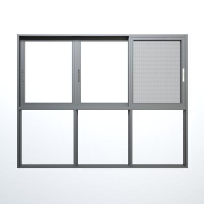 China Modern The Latest Most Popular Design Three-pane Aluminum Sliding Window With Bright Acoustic Frame for sale