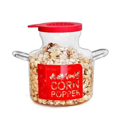 China Hotel Red Glass Popcorn Maker With BPA Free Silicone Dispenser Lid For Butter for sale