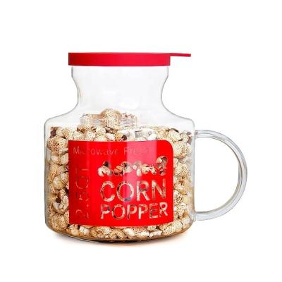 China Hotel Microwave Popcorn Glass Popcorn Poppers Maker With Silicon Dual Function Lid for sale