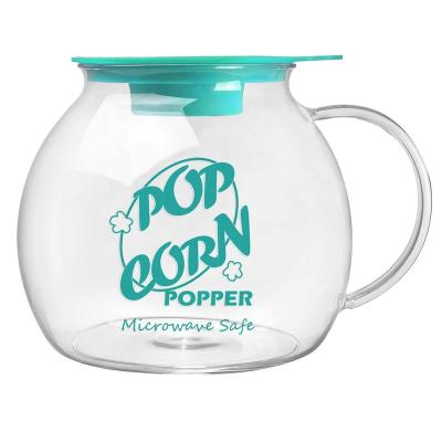 China Hotel Core Kitchen Microwave Popcorn Glass Popper Bowl With Silicon Dual Function Lid for sale