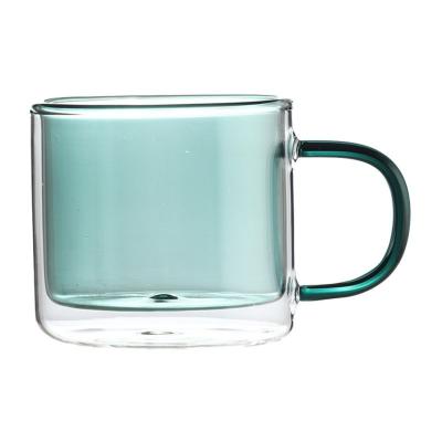 China Sustainable 250ml Double Colored Glass Coffee Mug for sale