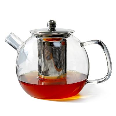 China Modern Non-Toxic High Sustainable Plant Borosilicate Glass Teapot With Stainless Steel Infuser 1L 1000ml for sale