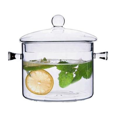 China Sustainable 1500ml Household Transparent Glass Soup Cooking Pot For Electric Ceramic Stove for sale