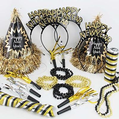 China Paper New Years Eve Party Supplies Decoration Midnight Year Party Headband 2022 Cone Hat Party Set Kit For 4 Guests New Year's Eve Party for sale