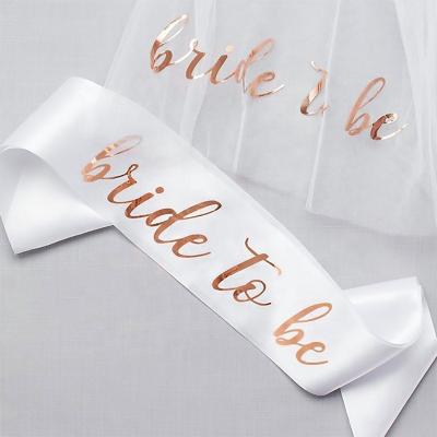 China Metal+Satin Bachelorette Party Veil and Bridal Hen Party Rose Gold Veil Sash Set To Be Gift Hen Party Decor for sale