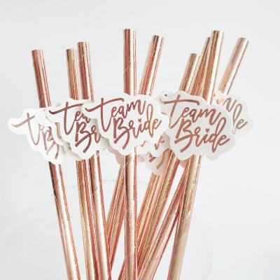 China 10pcs Team Bride Drinking Straw Bridal Shower Wedding Paper Bride To Be Straw Hen Night Bachelorette Party Paper Decor for sale